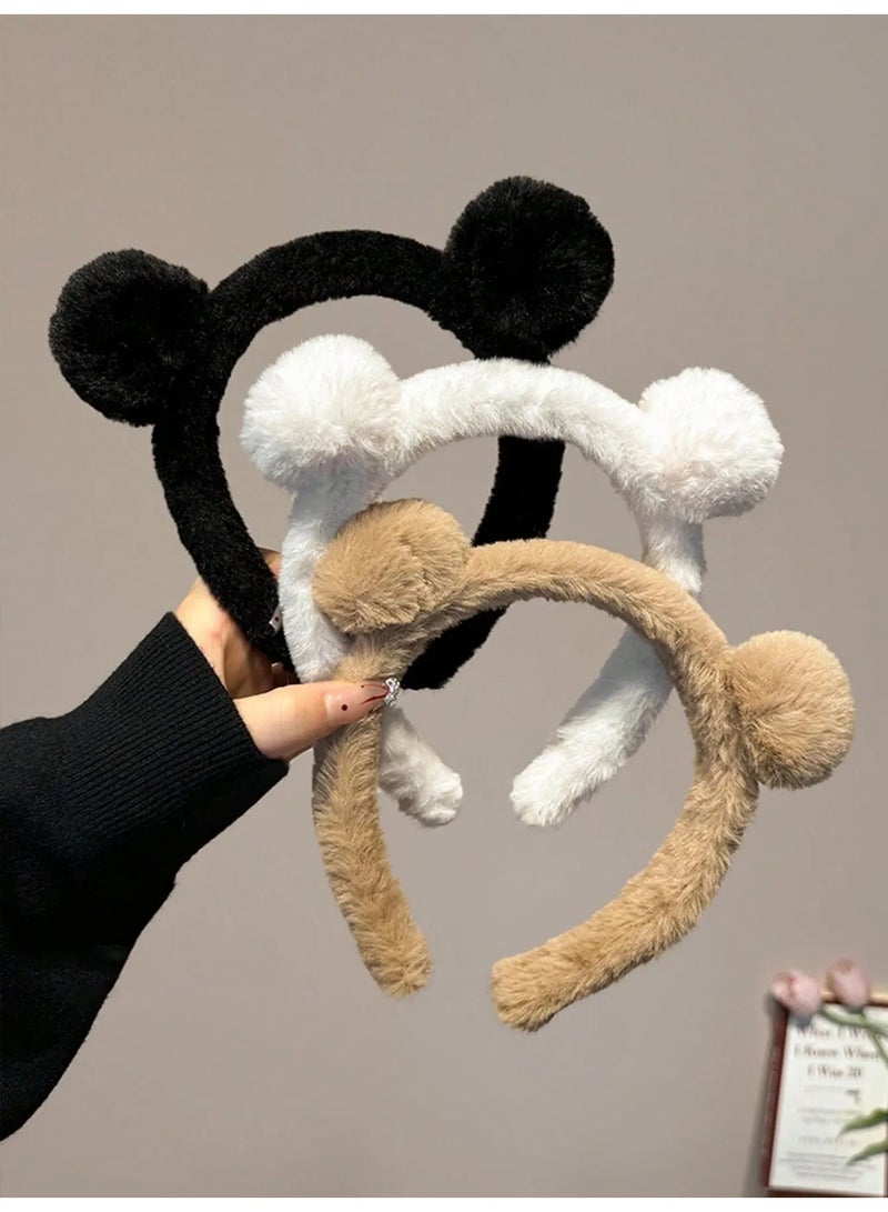 طوق شعر شتوي مجموعه من 3 قطع بالوان متعدده بتصميم لطيف طوق راس مصنوع من فرو ناعم مناسب لفصل الشتاء لاضافة لمسه ناعمه لاطلالتك الشتويه - Image 1