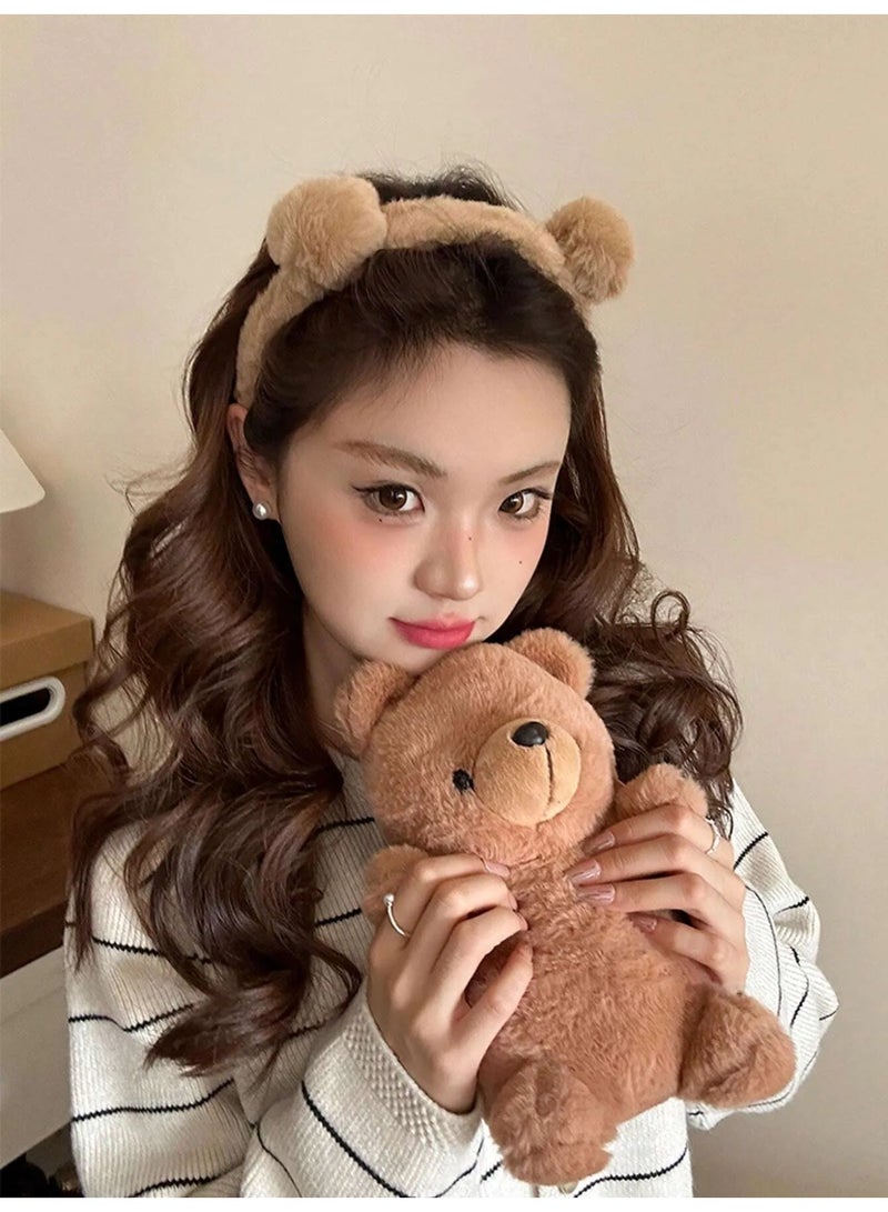 طوق شعر شتوي مجموعه من 3 قطع بالوان متعدده بتصميم لطيف طوق راس مصنوع من فرو ناعم مناسب لفصل الشتاء لاضافة لمسه ناعمه لاطلالتك الشتويه - Image 2