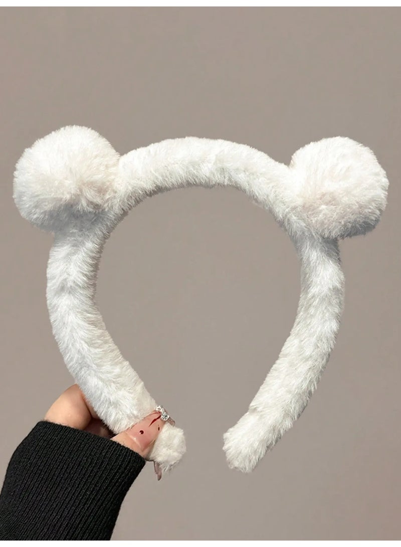 طوق شعر شتوي مجموعه من 3 قطع بالوان متعدده بتصميم لطيف طوق راس مصنوع من فرو ناعم مناسب لفصل الشتاء لاضافة لمسه ناعمه لاطلالتك الشتويه - Image 3