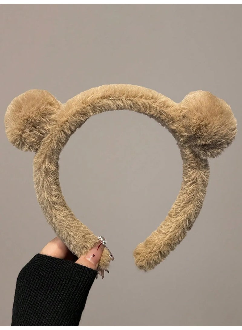 طوق شعر شتوي مجموعه من 3 قطع بالوان متعدده بتصميم لطيف طوق راس مصنوع من فرو ناعم مناسب لفصل الشتاء لاضافة لمسه ناعمه لاطلالتك الشتويه - Image 4