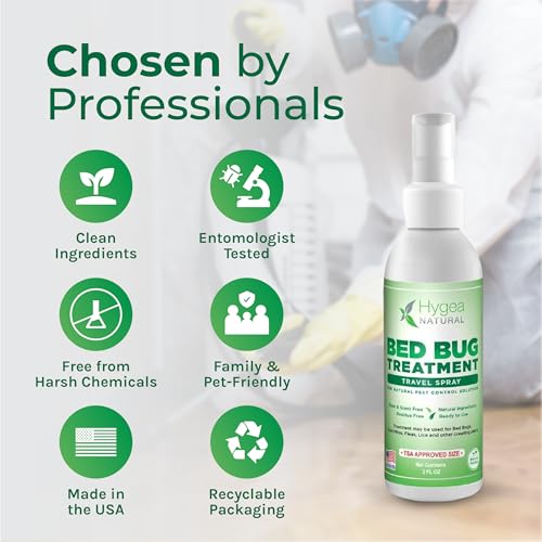 Hygea Natural Lice, Mite, and Bed Bug Natural Travel Spray - TSA Approved 3 oz Size Bottles - Child & Pet friendly - Stain & Odor Free - For Hotels, Suitcase, Backpack, Shoes - Bed Bug Spray (3 Pack) - Image 5