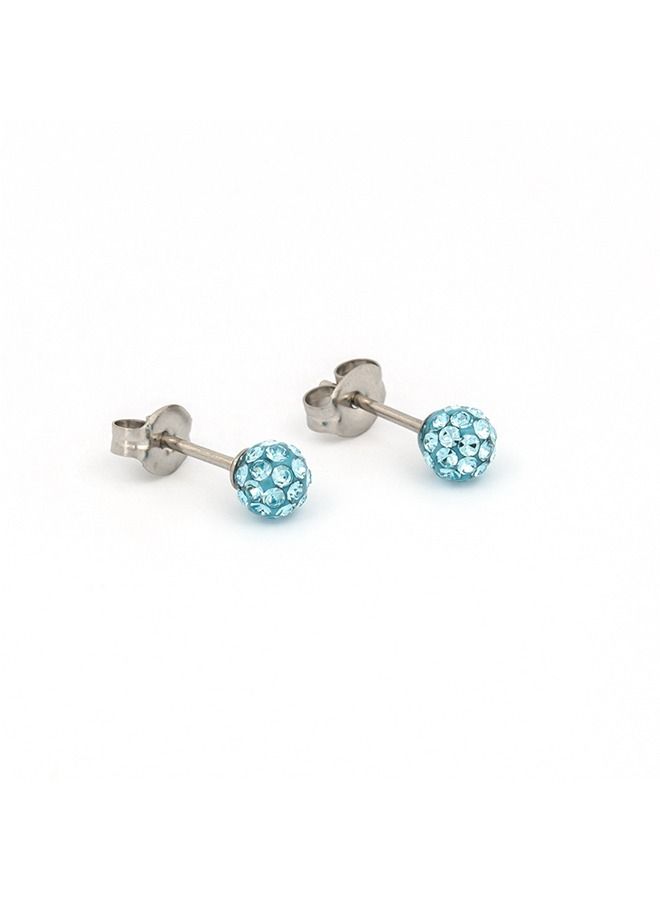 Studex 4.5MM Fireball Aquamarine Allergy Free Stainless Steel Ear Studs - Image 2
