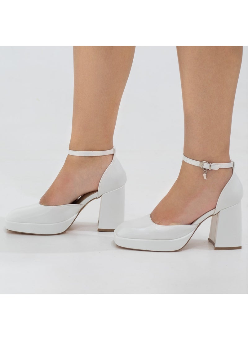 LAMARAPARIS - Eshana open waist pu on 9cm platform heel white - Image 1