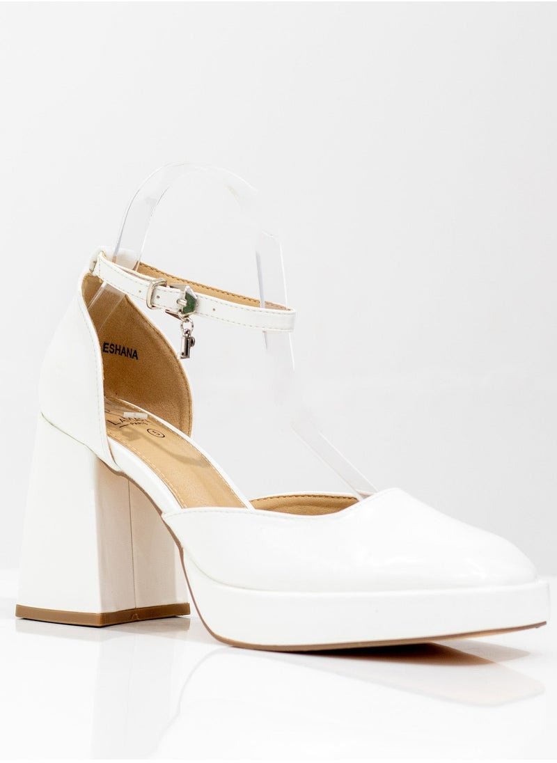 LAMARAPARIS - Eshana open waist pu on 9cm platform heel white - Image 1