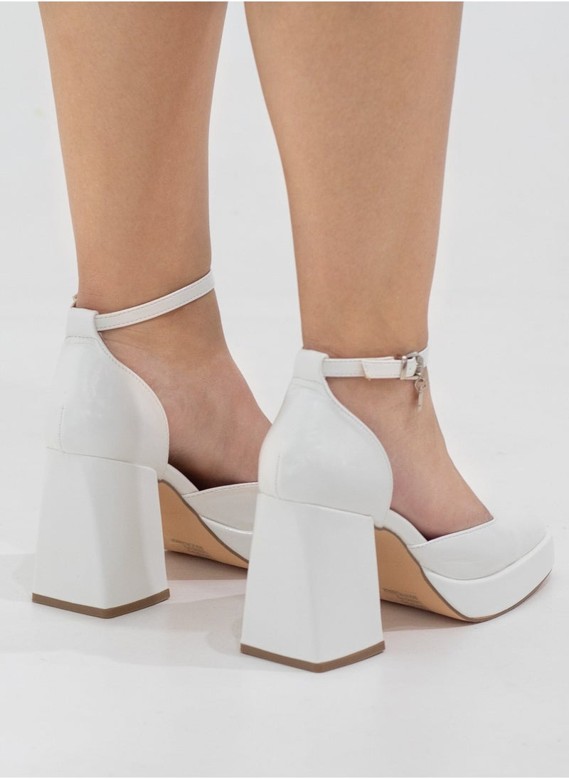 LAMARAPARIS - Eshana open waist pu on 9cm platform heel white - Image 1