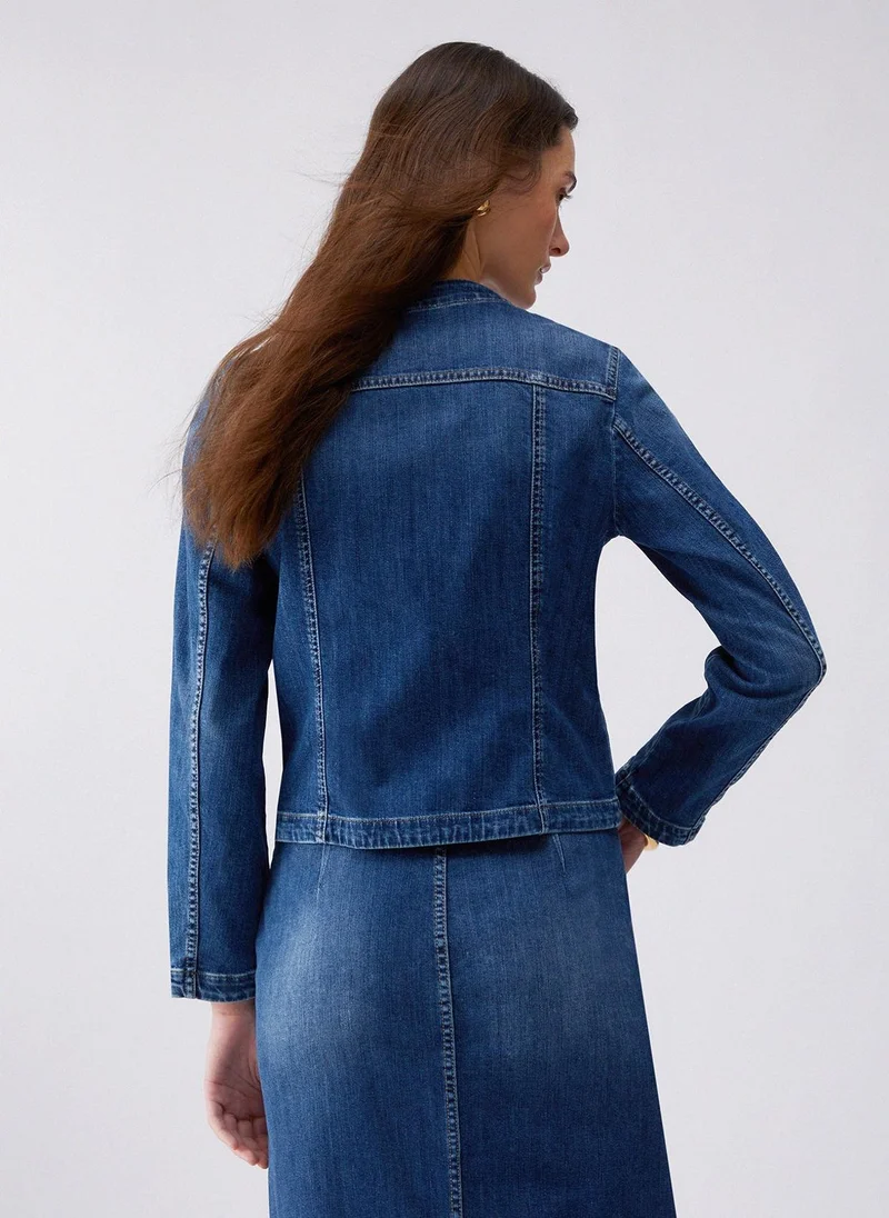 ليو جو Denim Jacket with Logo Buttons