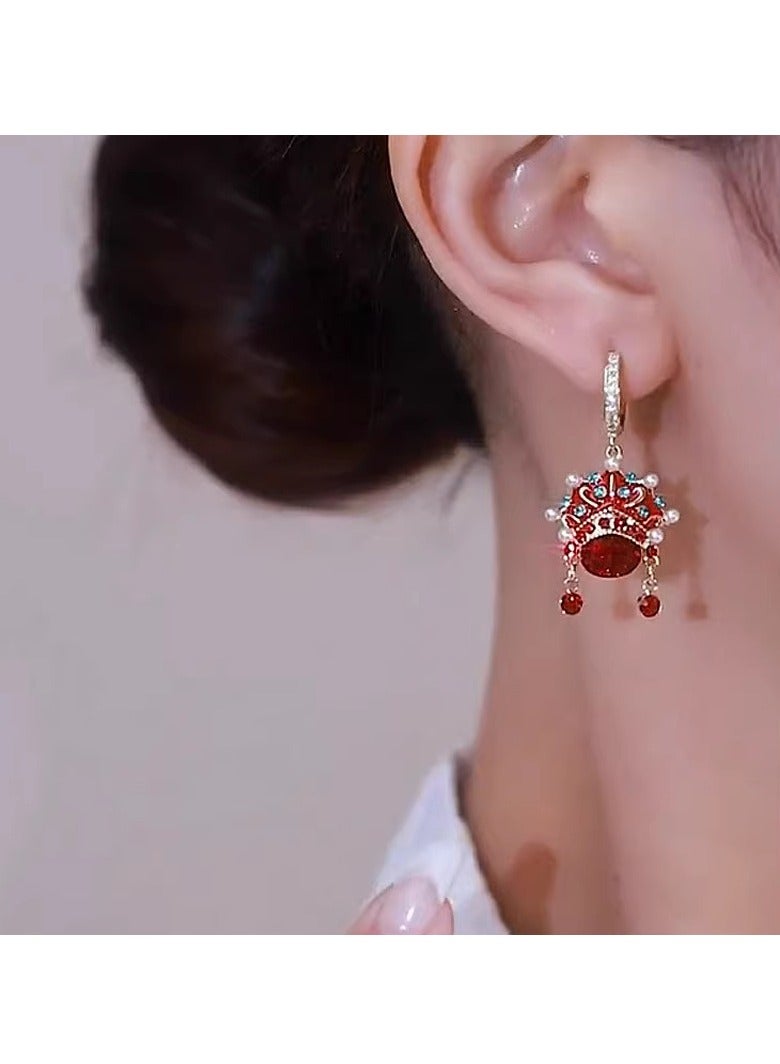 Chinese Peking Opera Red Mask Earrings  - Image 4