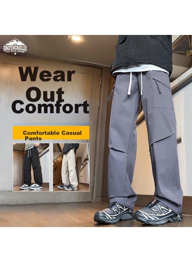 Dingfengbaoluo Men's Casual Pants Spring Summer Loose Long Trousers Sports Quick-drying American Outdoor Work Pants 2416 Dark Grey 3XL - Image 1