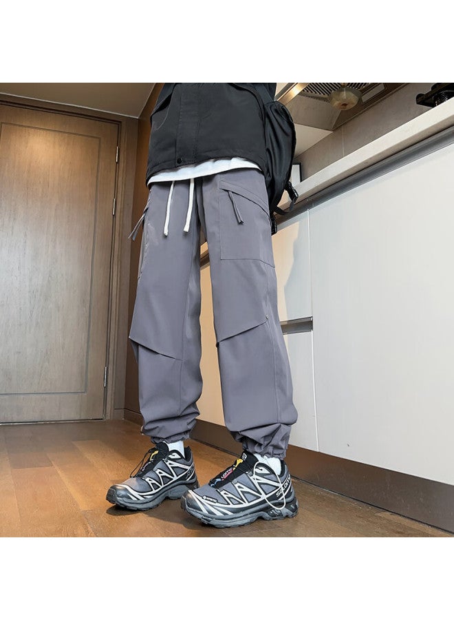 Dingfengbaoluo Men's Casual Pants Spring Summer Loose Long Trousers Sports Quick-drying American Outdoor Work Pants 2416 Dark Grey 3XL - Image 3