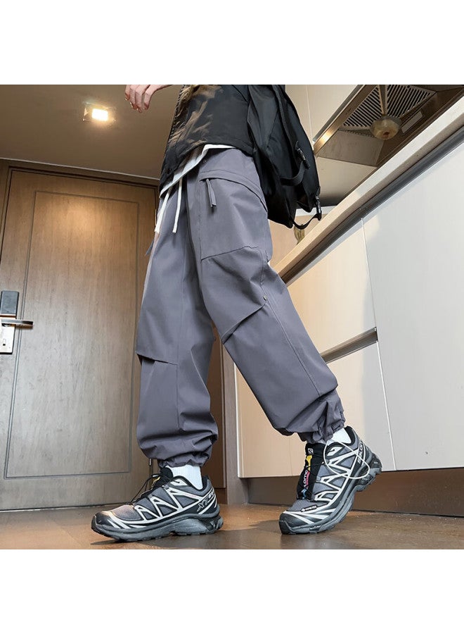Dingfengbaoluo Men's Casual Pants Spring Summer Loose Long Trousers Sports Quick-drying American Outdoor Work Pants 2416 Dark Grey 3XL - Image 2