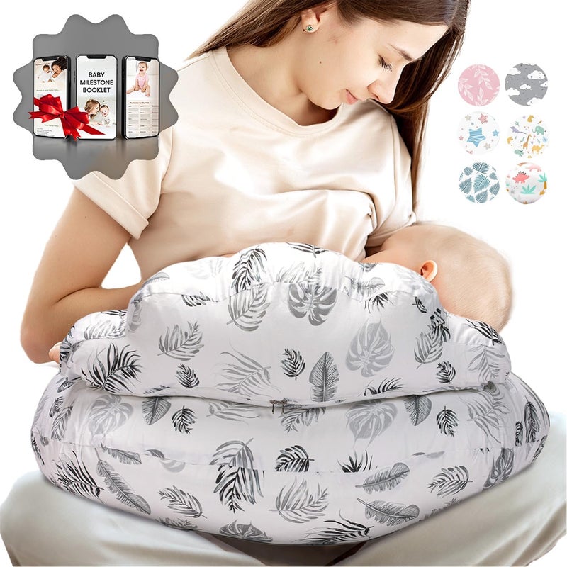 PILLANI Nursing Pillow for Breastfeeding, Breastfeeding Pillows for Mom & Baby Feeding Support, Removable Cotton Cover, w/Adjustable Waist Strap, Newborn Essentials Must Haves, Baby Registry Search - Image 1