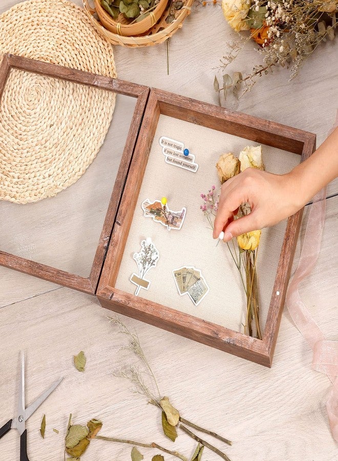 Califortree إطار صندوق الظل مقاس 11x11 بوصة مع ظهر من الكتان - علبة عرض متينة ذات طابع ريفي للزهور والصور والميداليات وغيرها، بني ريفي - Image 4