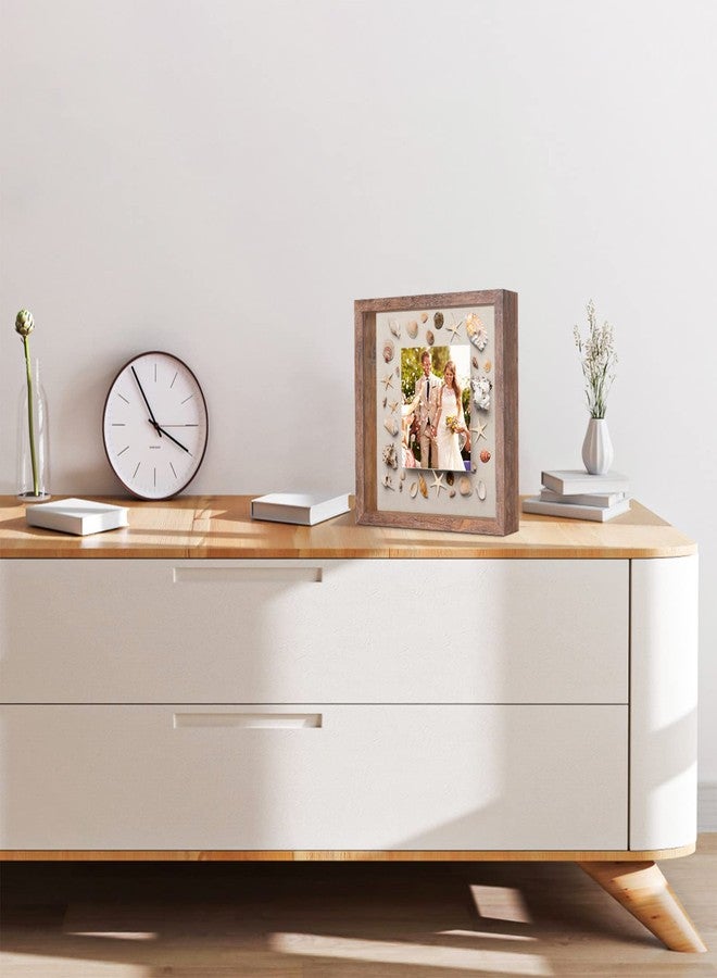 Califortree إطار صندوق الظل مقاس 11x11 بوصة مع ظهر من الكتان - علبة عرض متينة ذات طابع ريفي للزهور والصور والميداليات وغيرها، بني ريفي - Image 3