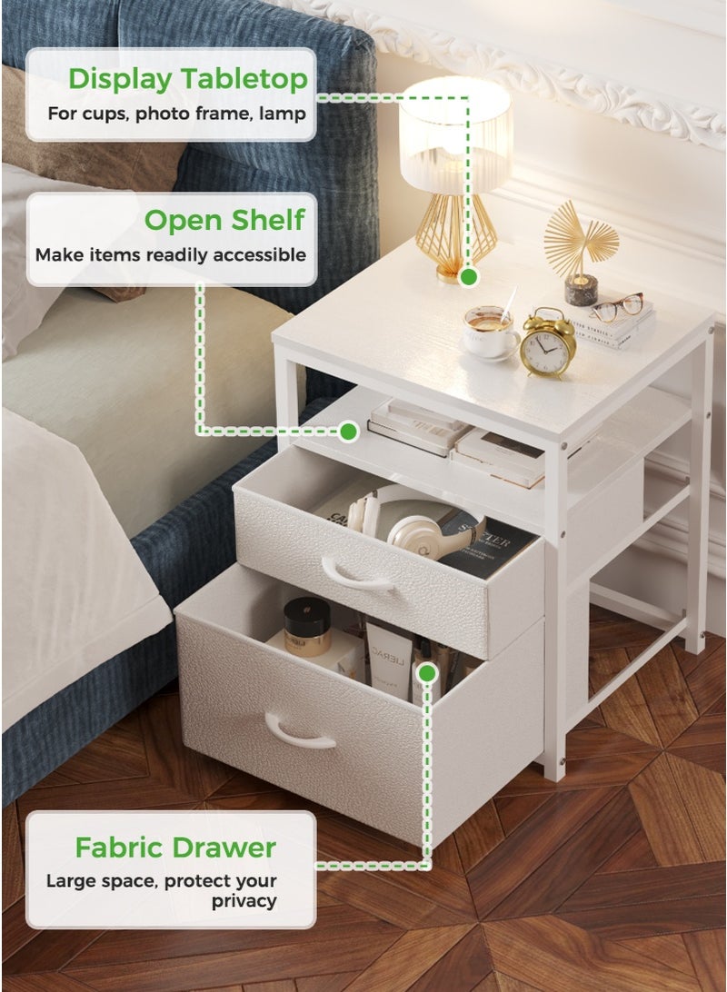 اديببولا كومدينه، طاولة جانبية للسرير بدرجين قماشيين، طاولة جانبية لغرفة المعيشة وغرفة النوم، كمدينه برف مفتوح واحد، كومدينه سرير جانبية بإطار معدني وسطح خشبي. - Image 3