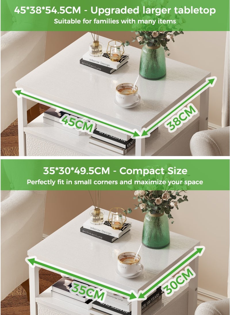 اديببولا كومدينه، طاولة جانبية للسرير بدرجين قماشيين، طاولة جانبية لغرفة المعيشة وغرفة النوم، كمدينه برف مفتوح واحد، كومدينه سرير جانبية بإطار معدني وسطح خشبي. - Image 5