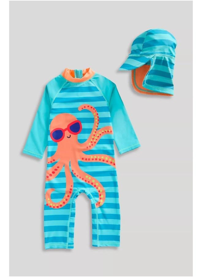 mothercare Octopus UPF50+ Sunsafe Suit and Keppi Set  - Image 1