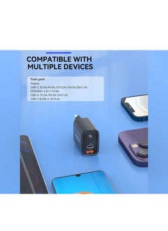 Faster 33W QC 3.0 Dual Port Fast Charger - Compact Wall Adapter for iPhone and Android, Laptop, Macbook - 33 Watt PD Charger Block for Mobile Phone, Portable and Fast Charging with 1 USB-C and 1 USB-A Ports  - Image 4