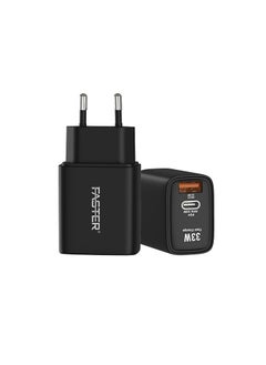 Faster 33W QC 3.0 Dual Port Fast Charger - Compact Wall Adapter for iPhone and Android, Laptop, Macbook - 33 Watt PD Charger Block for Mobile Phone, Portable and Fast Charging with 1 USB-C and 1 USB-A Ports  - Image 3