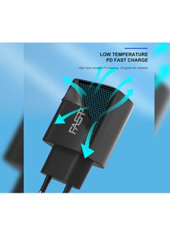 Faster 33W QC 3.0 Dual Port Fast Charger - Compact Wall Adapter for iPhone and Android, Laptop, Macbook - 33 Watt PD Charger Block for Mobile Phone, Portable and Fast Charging with 1 USB-C and 1 USB-A Ports  - Image 2