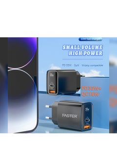 Faster 33W QC 3.0 Dual Port Fast Charger - Compact Wall Adapter for iPhone and Android, Laptop, Macbook - 33 Watt PD Charger Block for Mobile Phone, Portable and Fast Charging with 1 USB-C and 1 USB-A Ports  - Image 5