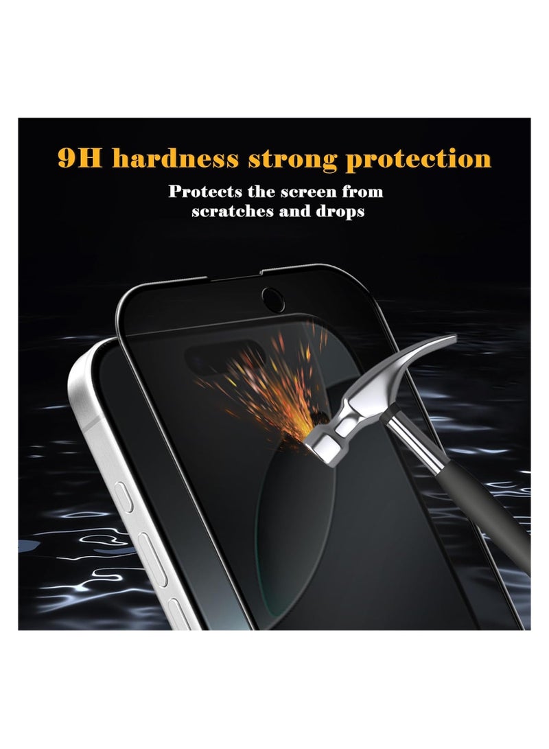 9H IPhone 16 Pro Full Privacy Tempered Glass Screen Protection, Anti-Spy 9H Hardness, Full Cover Explosion-Proof Screen, [Case Friendly] [Bubble Free] - Black - Image 5