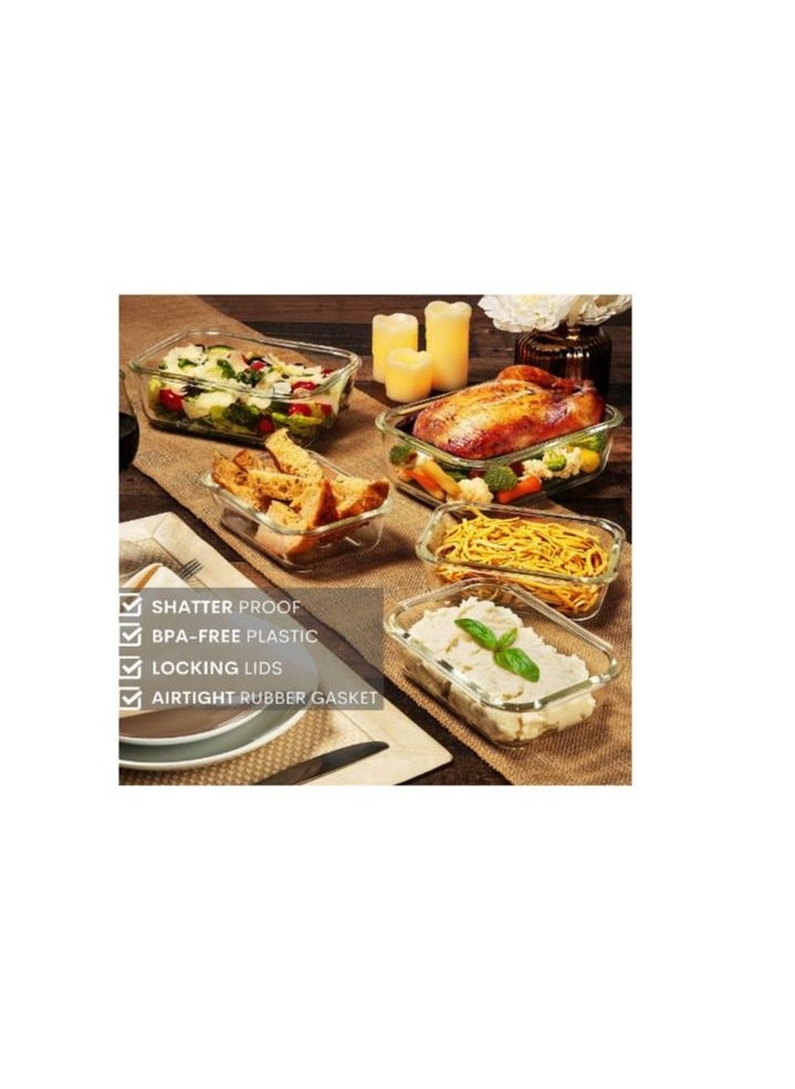 Generic - Glass Food Storage Baking Container Set w/Locking Lid  For Storing & Serving BPA Free & Leak Proof  Microwave Dishwasher Fridge Freezer n Oven Safe - Image 1