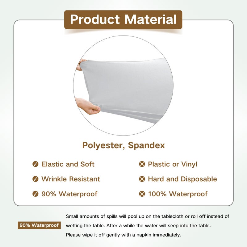 Nacuci Square Fitted Table Cover Elastic Tablecloth Stretch Spandex Table Topper Cap Cover for Dining Kitchen Home Party Silver 34X34 Inch - Image 5