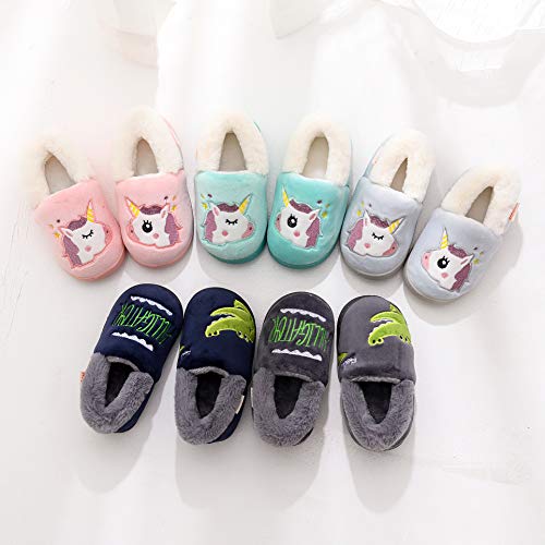 Ainikas Toddler Boys Girls Slippers Fluffy Little Kids House Slippers Warm Cute Animal Home Slipper, Dark Blue 3.5-4.5 Toddler - Image 5