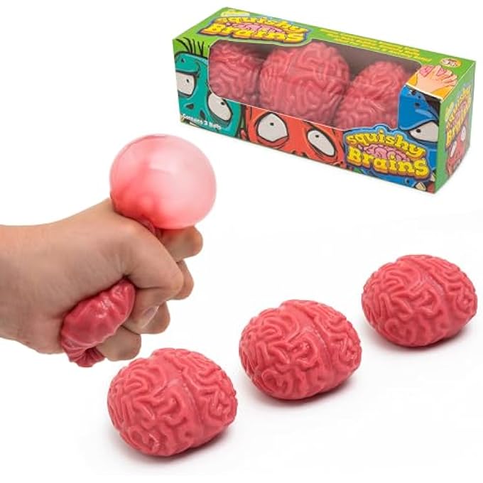IPIDIPI TOYS Funky Squishy Brain Fidget Splat Ball, Pack of 3 Anti Stress Popping for Adults Anxiety Reducer Sensory Play Increases Focus - Image 1