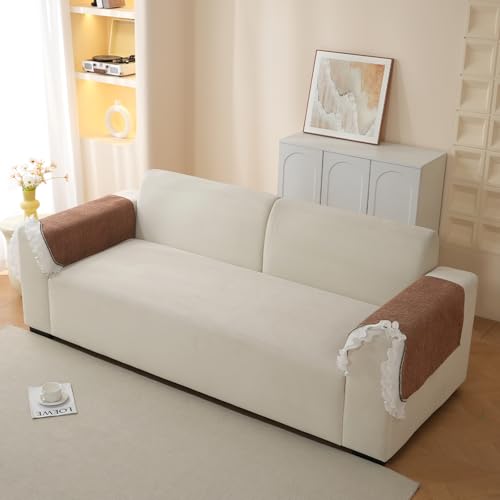 HOKIPO 'French Classic Frill' Sofa Cover Mat for 1/2/3 Seater & L Shape Sofa. Make Your Own Sofa Cover Set, Anti-Slip Mat Length 90(D) x 170(L) cm, Mocha Luxe Brown (AR-6142-BRN) - Image 5