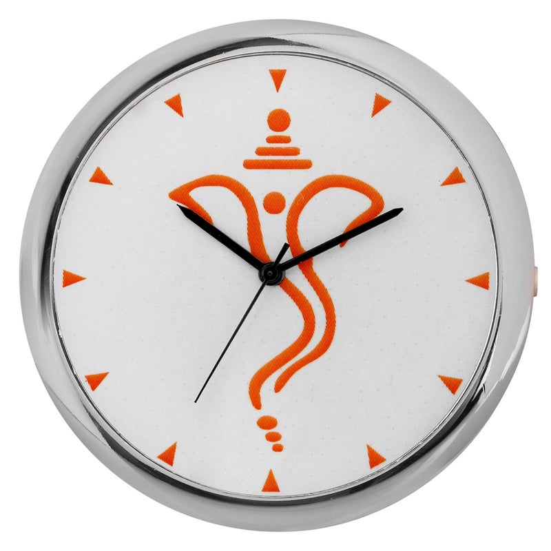 Evelyn Stainless Steel Classic Ganpati Ji Blessing Theme Print White Analog Clock Quartz 45mm Clock for Homes Car Dashboard Study Table Office - Image 2