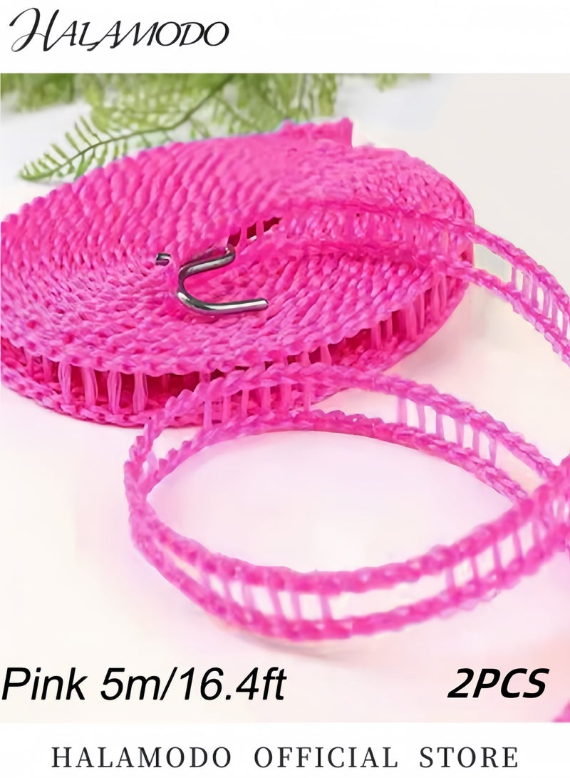 هالامودو حبل تجفيف الملابس النايلون 3 قطع من النايلون 16.4 قدم حبل تجفيف الملابس المقاوم للرياح حبل غسيل الملابس المحمول لحبل شماعات الغسيل للتخييم الداخلي في الهواء الطلق في المنزل - Image 2