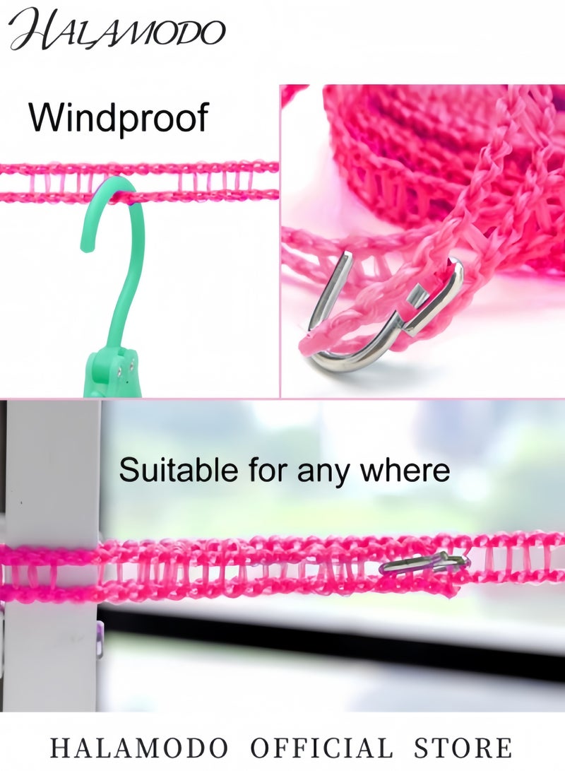 هالامودو حبل تجفيف الملابس النايلون 3 قطع من النايلون 16.4 قدم حبل تجفيف الملابس المقاوم للرياح حبل غسيل الملابس المحمول لحبل شماعات الغسيل للتخييم الداخلي في الهواء الطلق في المنزل - Image 5