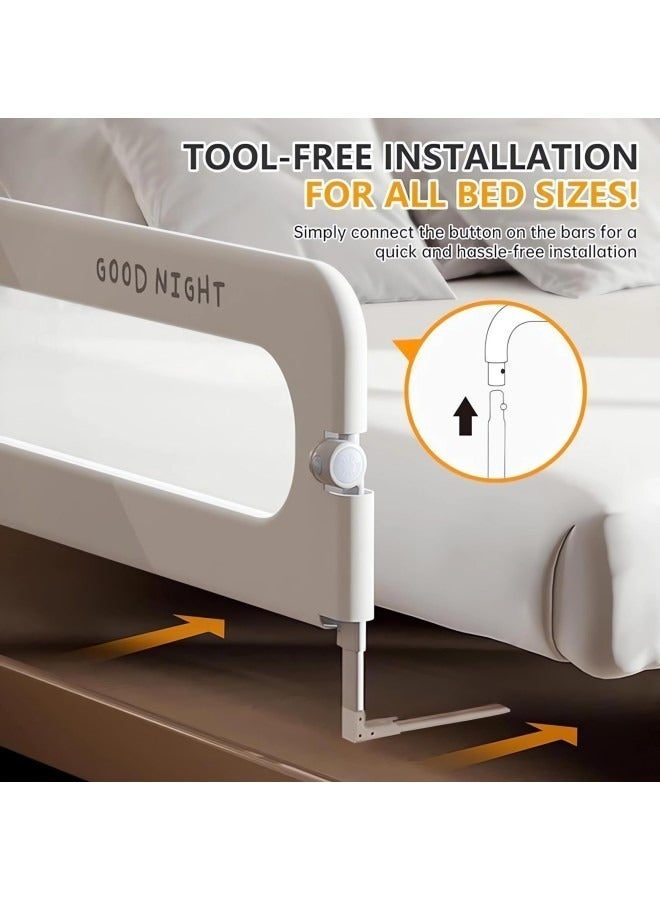 GGEROU 1-Piece Bed Rail Guard for Kids, Button Folding Crib Bed Rails Guard,Toddler Safety Protection Guard,Folding Anti-fall Beds Mesh Guard Rail,180 °Button Folding,2 Speed Adjustment,for Baby,Elderly - Image 4