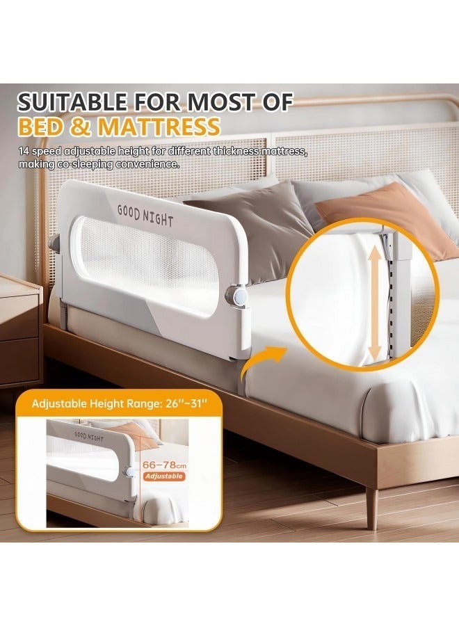 GGEROU 1-Piece Bed Rail Guard for Kids, Button Folding Crib Bed Rails Guard,Toddler Safety Protection Guard,Folding Anti-fall Beds Mesh Guard Rail,180 °Button Folding,2 Speed Adjustment,for Baby,Elderly - Image 2