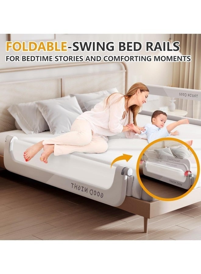 GGEROU 1-Piece Bed Rail Guard for Kids, Button Folding Crib Bed Rails Guard,Toddler Safety Protection Guard,Folding Anti-fall Beds Mesh Guard Rail,180 °Button Folding,2 Speed Adjustment,for Baby,Elderly - Image 3