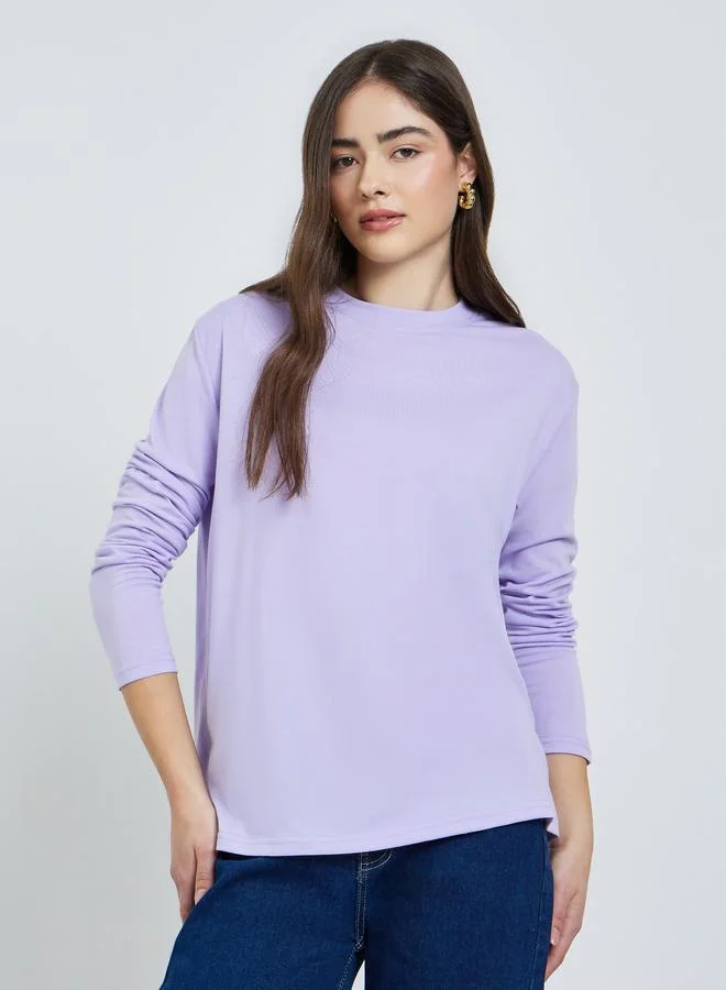 Purple Slogan Long Sleeve T-Shirt