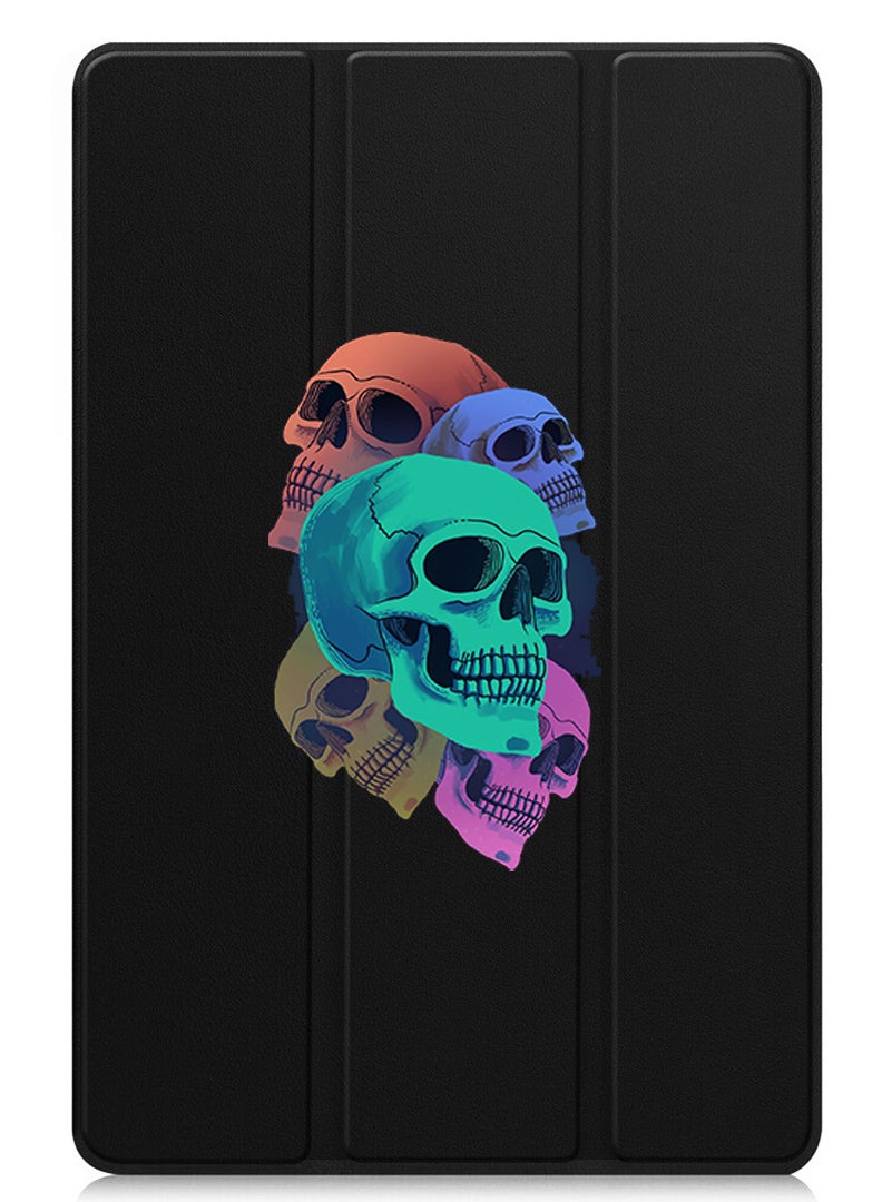 Theodor Protective Flip Case For Huawei MatePad 11.5 S (2024) With Trifold Stand Auto Wake Sleep Shockproof Cover Colourful Skull - Image 1
