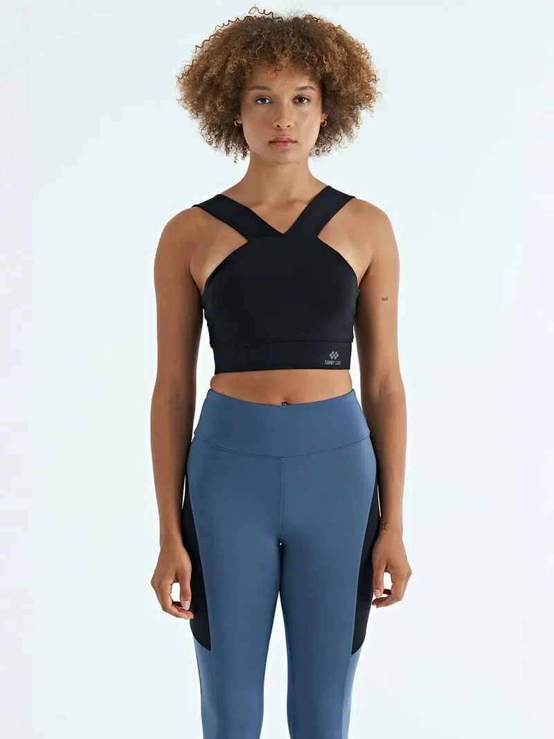 TOMMYLIFE TOMMY Women's Cropped Sleeveless V-neck Sports Top