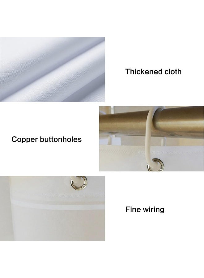 جيه زد اس ستارة دش JZS، ستارة حمام مقاومة للماء، مادة PEVA مقاومة للماء مع خطاف، للشقق والتخييم والنزهات، بيضاء، 180 × 180 سم - Image 3