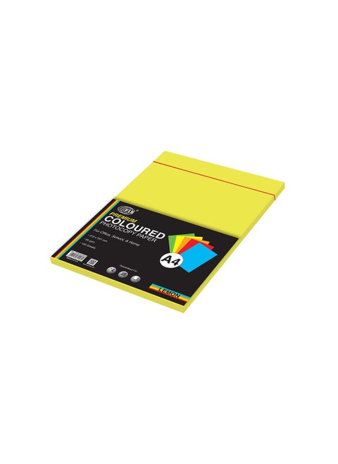 FIS Premium Color Photocopy Paper, 100 Sheets, 80 gsm, Premium Lemon Color, A4 Size - FSPWA4P100PLE