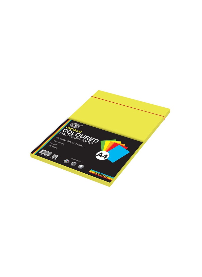 FIS - FIS Premium Color Photocopy Paper, 100 Sheets, 80 gsm, Premium Lemon Color, A4 Size - FSPWA4P100PLE - Image 1