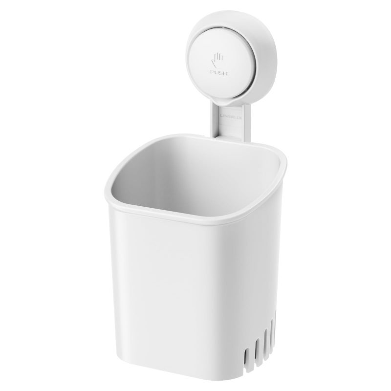 LEVERLOC Toothbrush Holder Suction Cup Toothbrush Organizer No Drilling Waterproof Wall Mounted Electric Toothbrush Holder for Toothpaste Razor Makeup Brush for Shower Bathroom Kitchen 1 pack