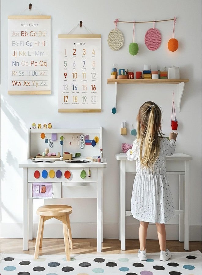 JINGIHE 3pcs Alphabet Numbers Geometry Wall Hanging Poster Decor, ABC 123 Educational Poster Hanger Frame Set, Learning Wall Art for Kids Room Nursery Classroom Home School Playroom(17×12in/44×31cm) - Image 3