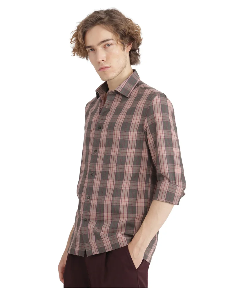 Rare Rabbit Men's Oversized Check Shirt With Graphic Back Print