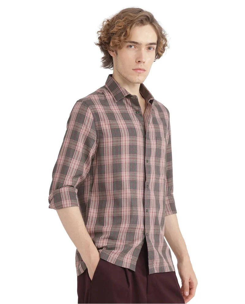 Rare Rabbit Men's Oversized Check Shirt With Graphic Back Print