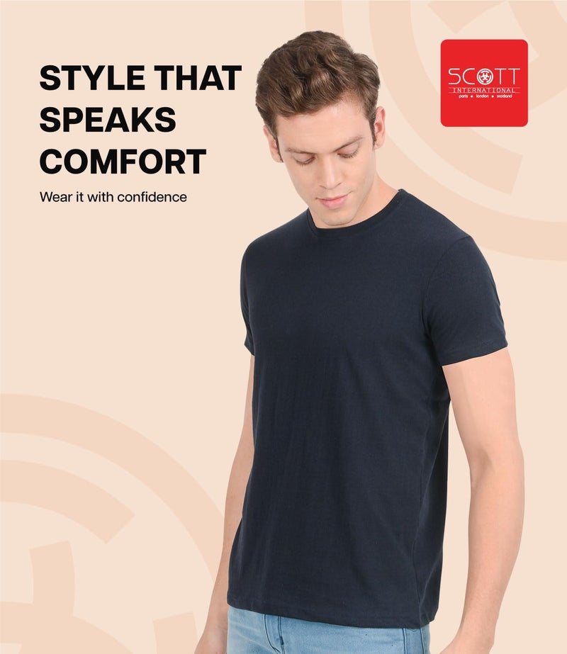 Scott International Men's Plain Round Neck T-Shirt | Cotton T-Shirts for Men (Pack of 1) - Image 4