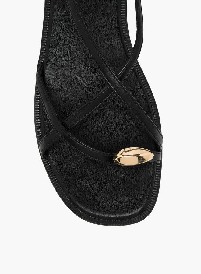 Celeste BLACK Women Cross Strap Flat Sandals for Women | Best Price UAE