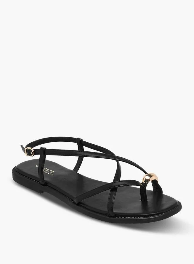 Celeste BLACK Women Cross Strap Flat Sandals for Women | Best Price UAE