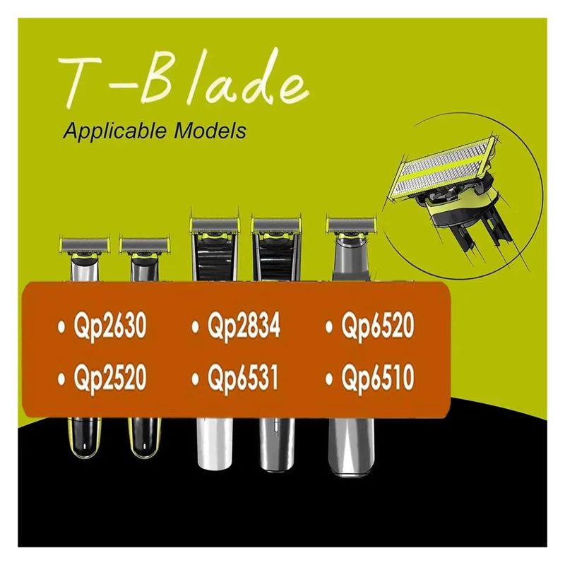 Replacement Blade: 4pcs Blue - Compatible With Philips One Blade Pro QP2520 QP2630 QP6510 QP6531 For Face Hybrid Electric Beard Trimmer - Image 4